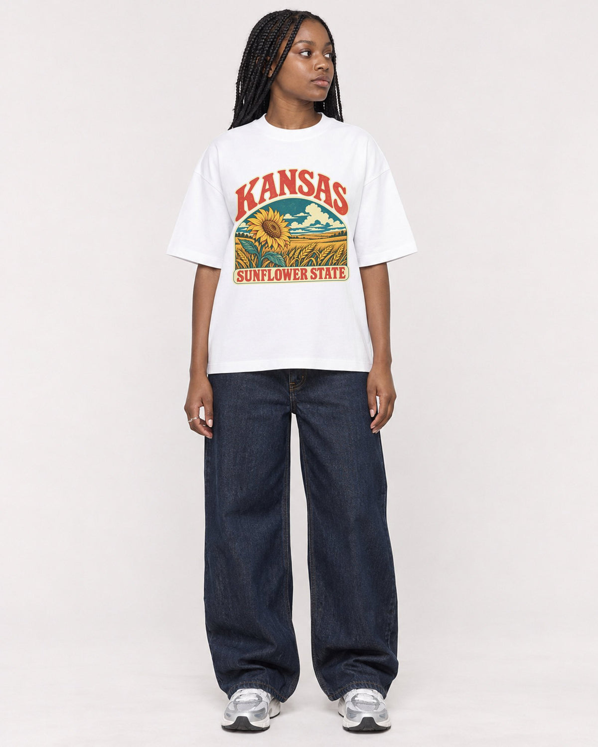 Mockup Boxy Heavyweight Tee White female full-body 04