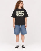 Mockup Boxy Heavyweight Tee Black female full-body 09