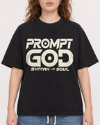 Mockup Boxy Heavyweight Tee Black female close-up 09