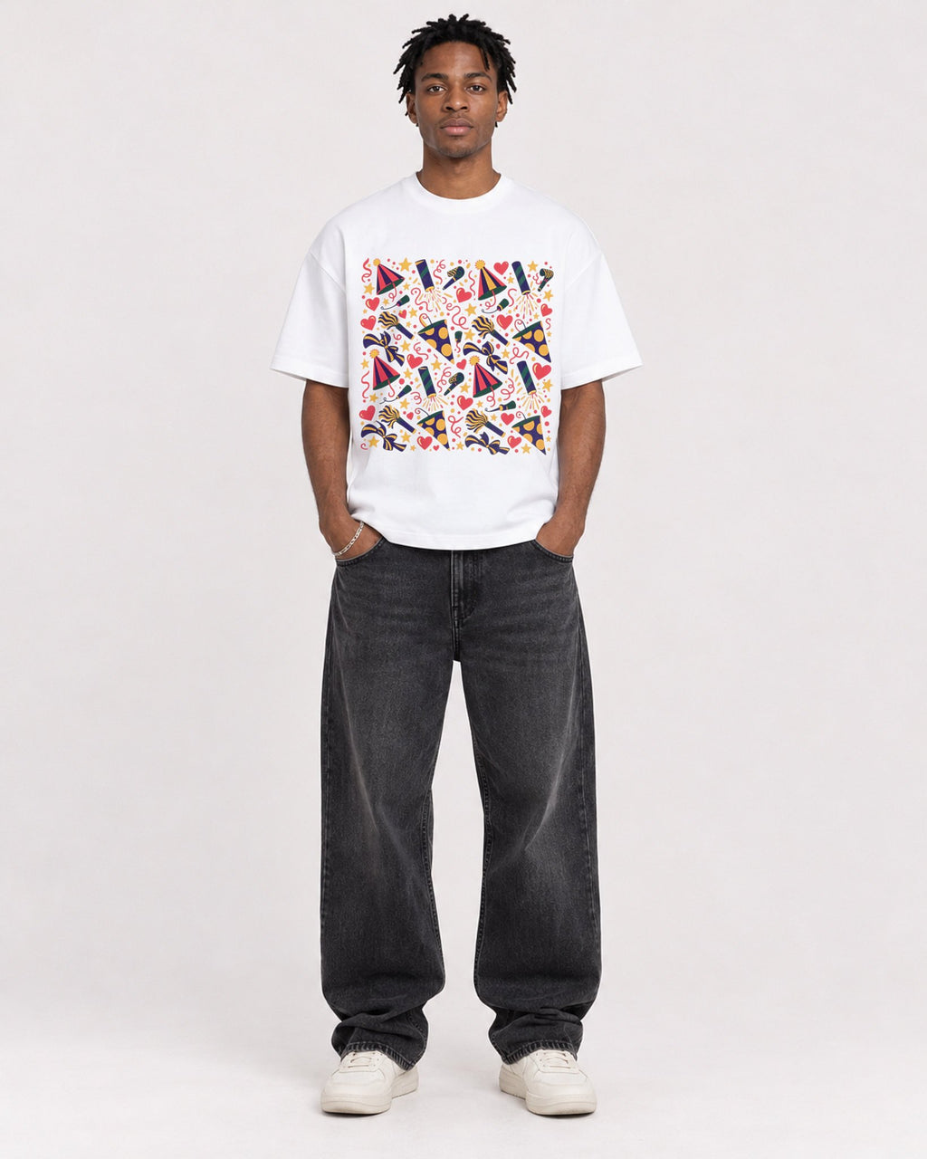Mockup Boxy Heavyweight Tee White male full-body 05