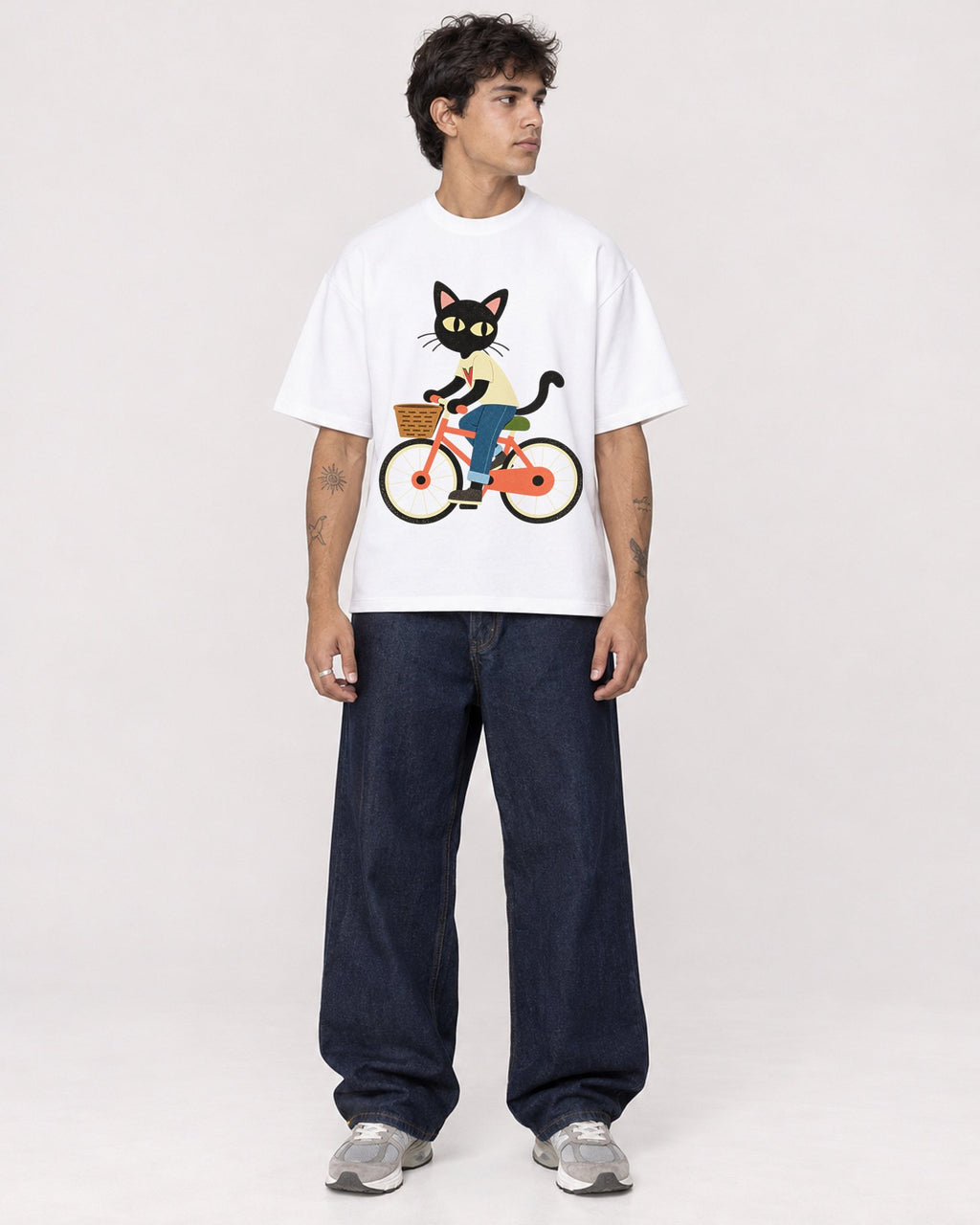 Mockup Boxy Heavyweight Tee White male full-body 06