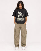 Mockup Boxy Heavyweight Tee Black female full-body 06