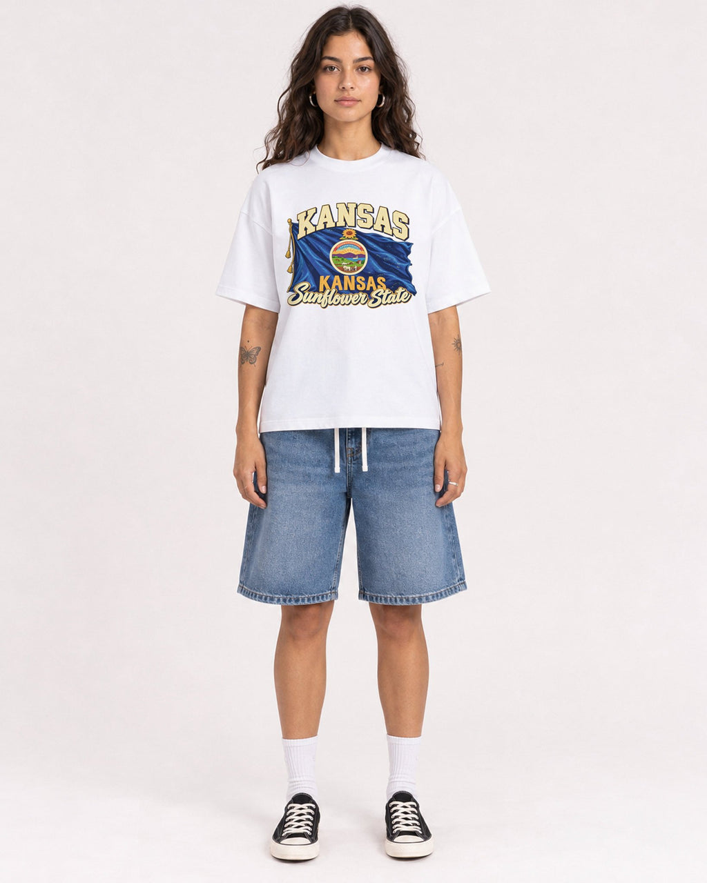 Mockup Boxy Heavyweight Tee White female full-body 06