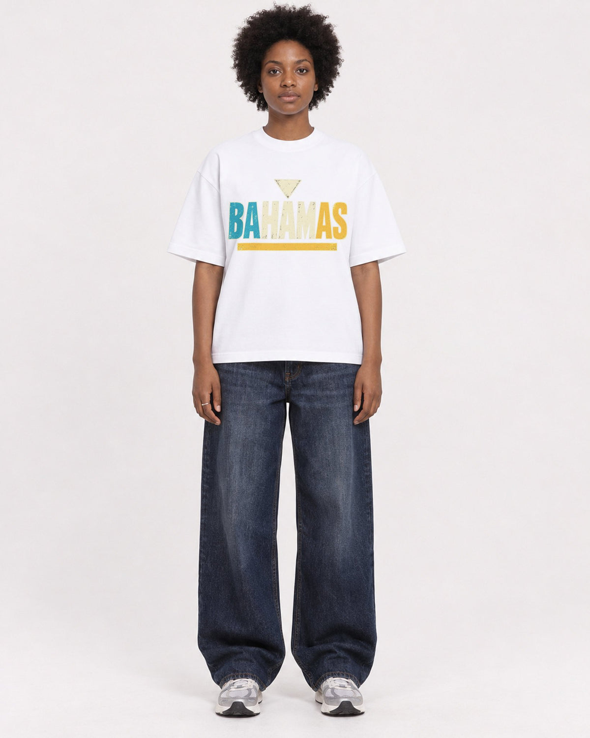 Mockup Boxy Heavyweight Tee White female full-body 14