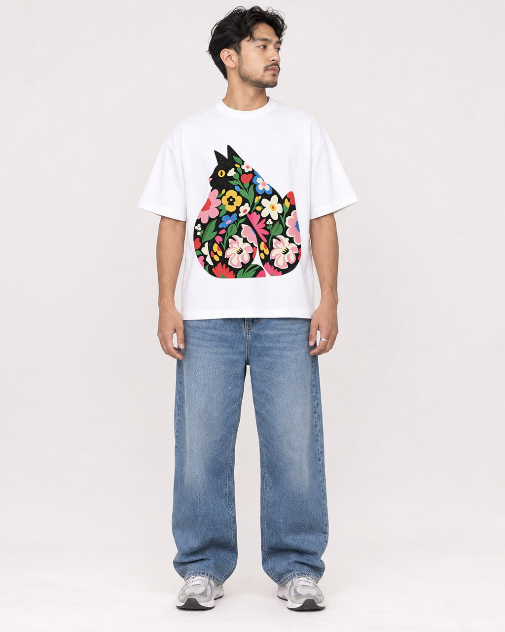 Mockup Boxy Heavyweight Tee White male full-body 02