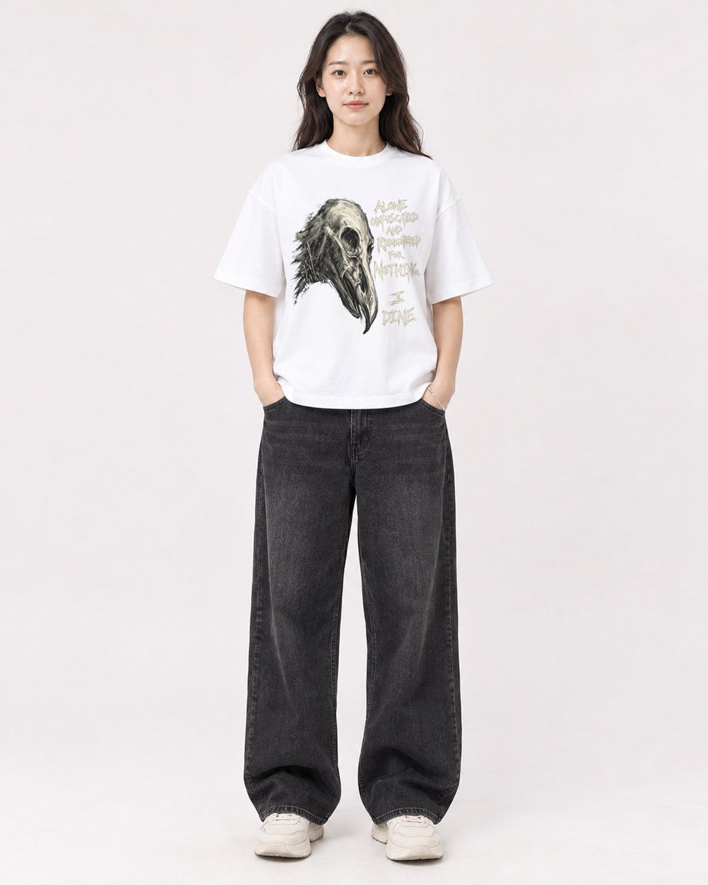 Mockup Boxy Heavyweight Tee White female full-body 03