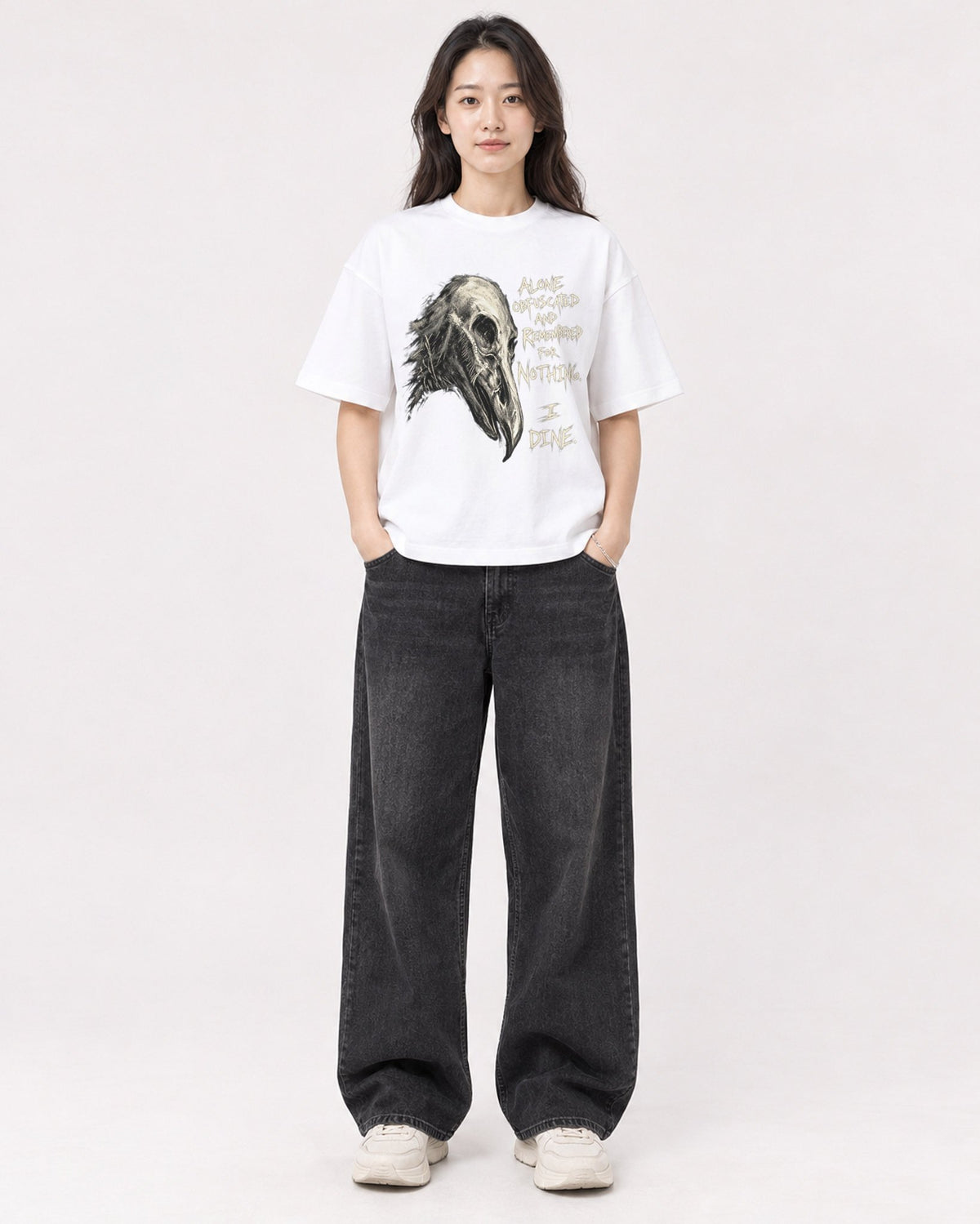 Mockup Boxy Heavyweight Tee White female full-body 03