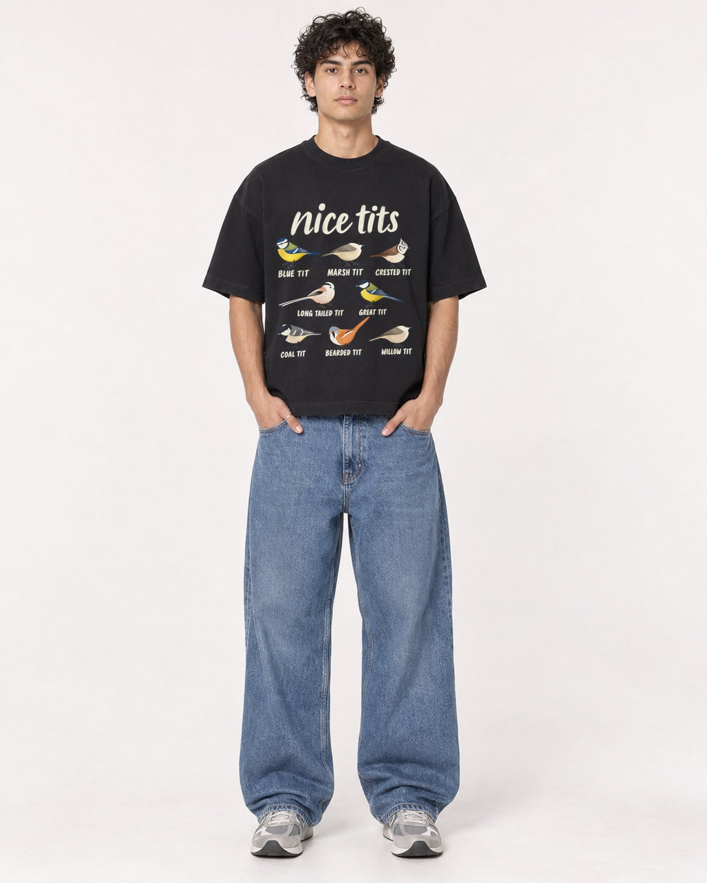 Mockup Boxy Heavyweight Tee Black male full-body 26