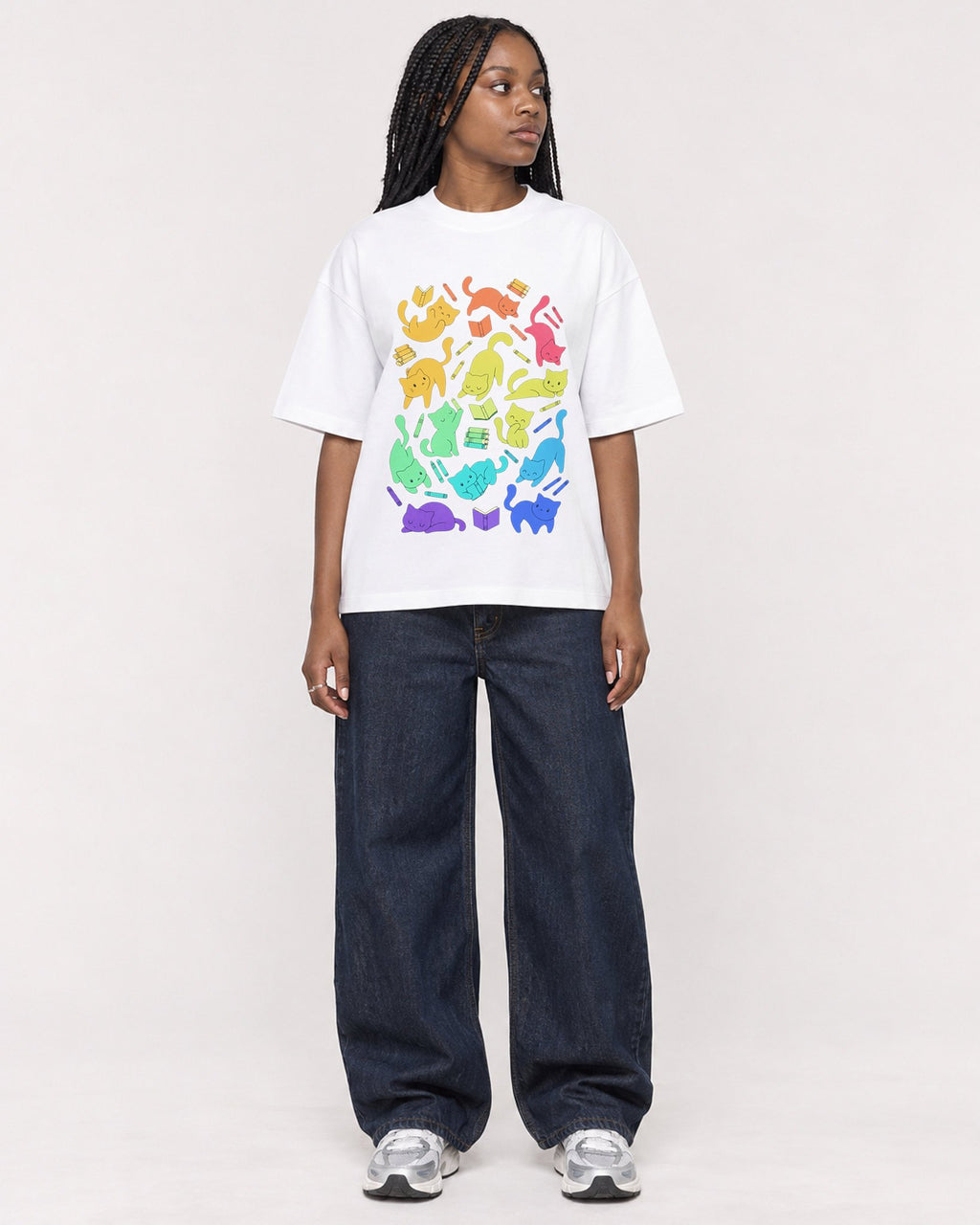 Mockup Boxy Heavyweight Tee White female full-body 04