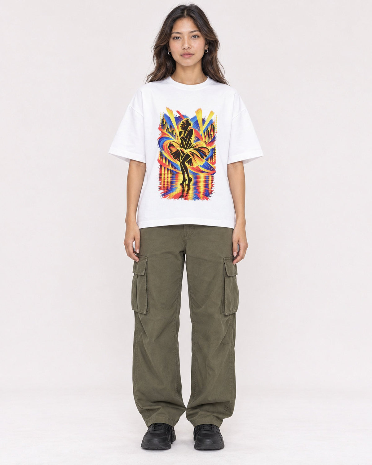 Mockup Boxy Heavyweight Tee White female full-body 02