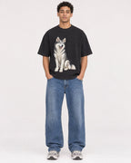 Mockup Boxy Heavyweight Tee Black male full-body 10