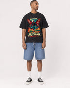 Mockup Boxy Heavyweight Tee Black male full-body 35
