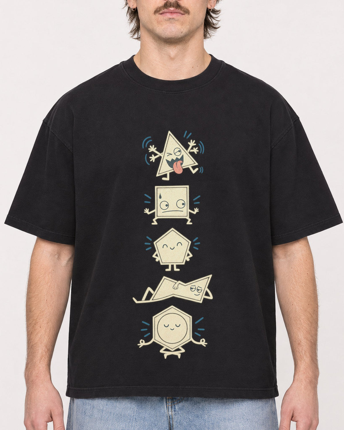 Mockup Boxy Heavyweight Tee Black male close-up 29