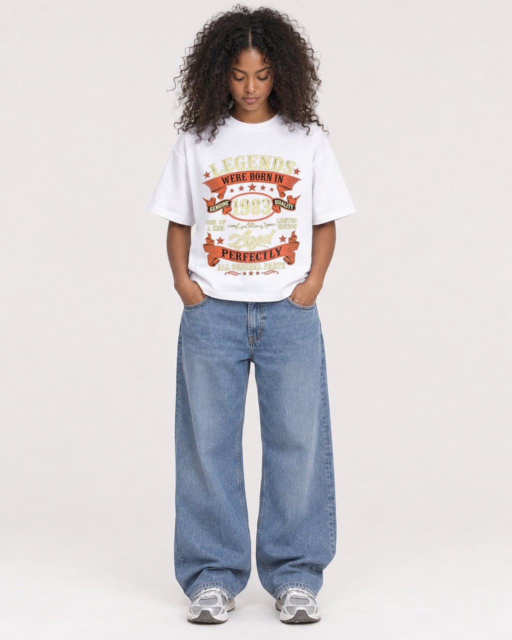 Mockup Boxy Heavyweight Tee White female full-body 05
