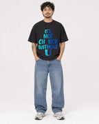 Mockup Boxy Heavyweight Tee Black male full-body 42