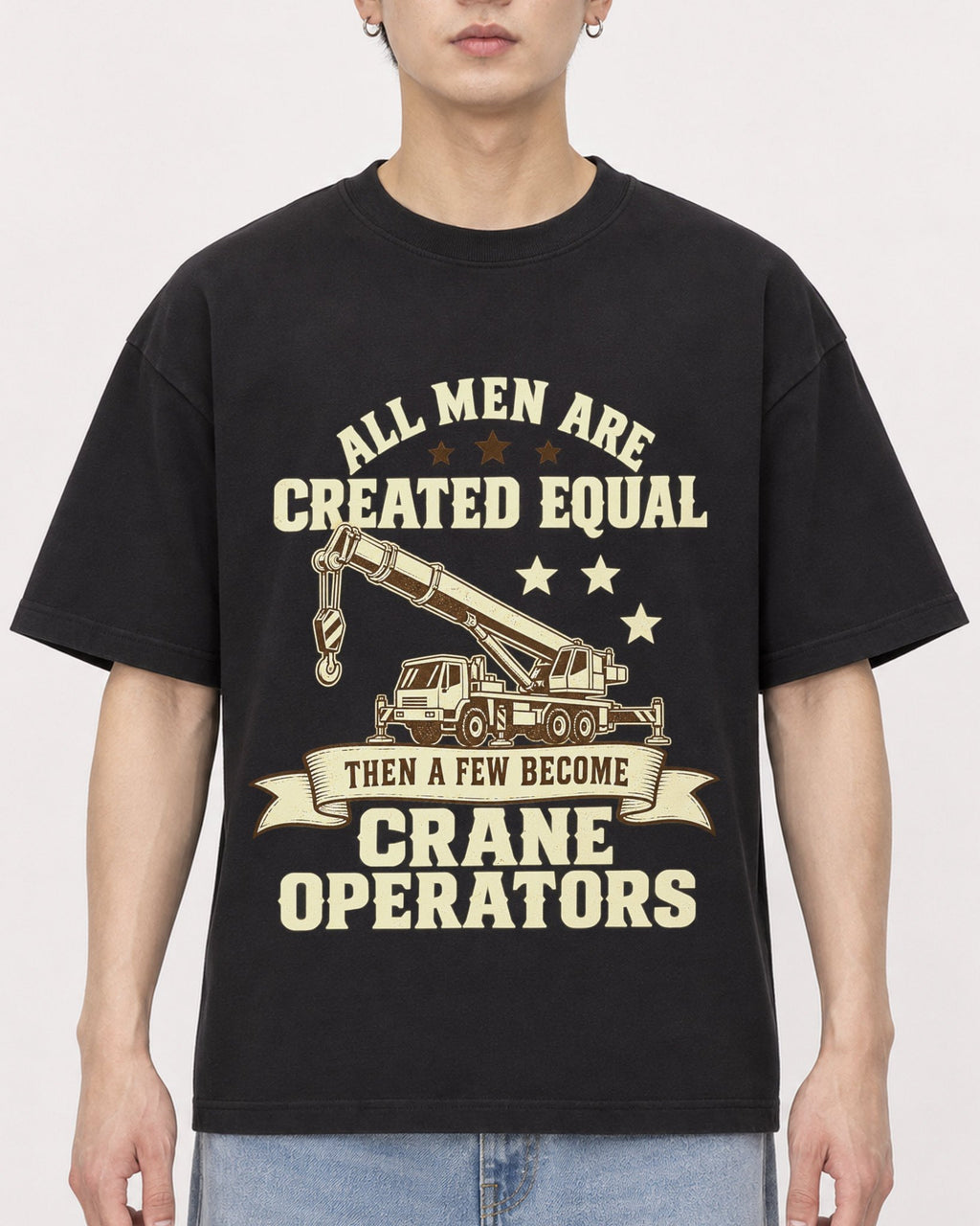 Mockup Boxy Heavyweight Tee Black male close-up 01