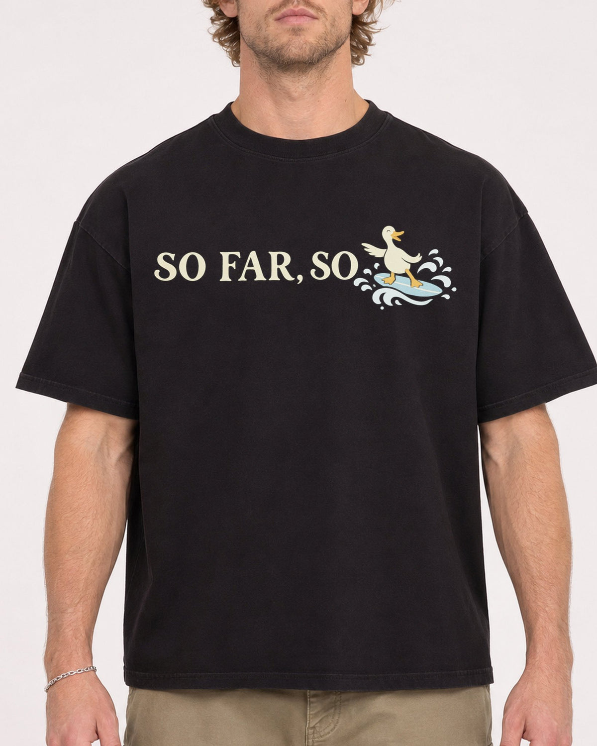 Mockup Boxy Heavyweight Tee Black male close-up 28