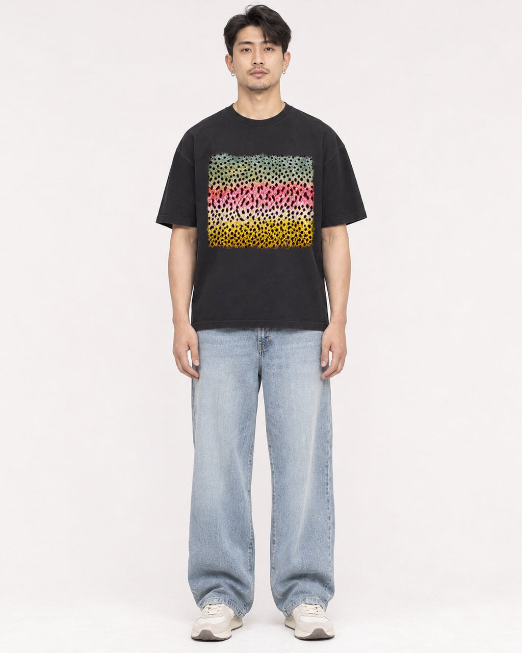 Mockup Boxy Heavyweight Tee Black male full-body 13