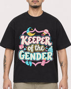 Mockup Boxy Heavyweight Tee Black male close-up 12