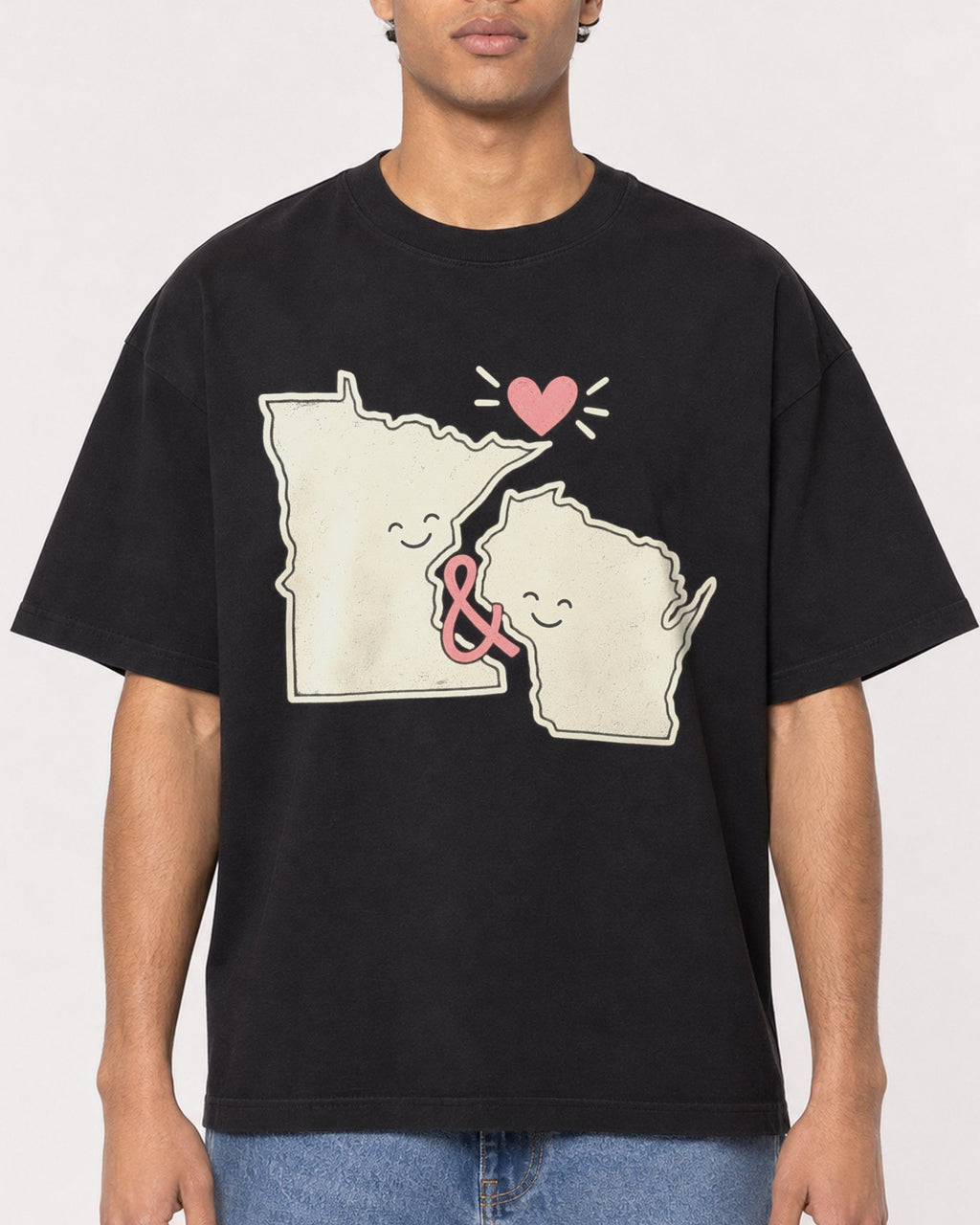 Mockup Boxy Heavyweight Tee Black male close-up 10