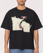Mockup Boxy Heavyweight Tee Black male close-up 10