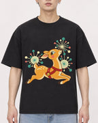 Mockup Boxy Heavyweight Tee Black male close-up 01