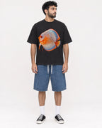 Mockup Boxy Heavyweight Tee Black male full-body 07