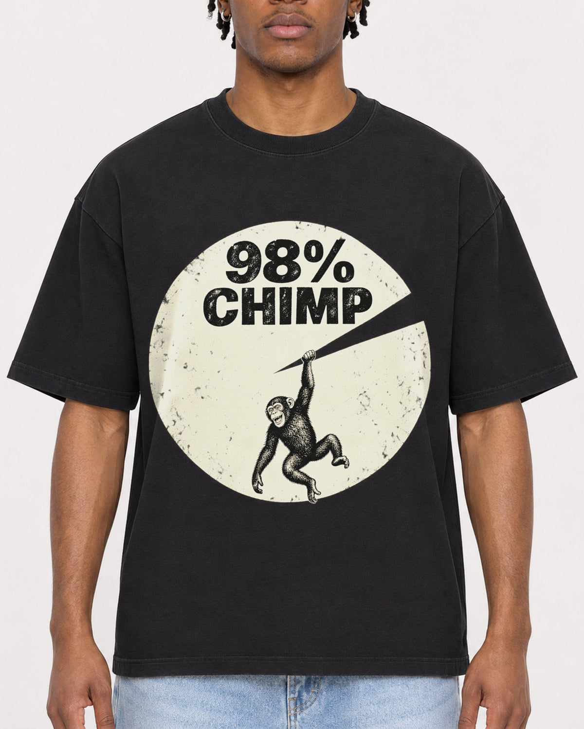 Mockup Boxy Heavyweight Tee Black male close-up 05
