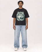 Mockup Boxy Heavyweight Tee Black male full-body 05