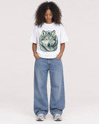 Mockup Boxy Heavyweight Tee White female full-body 05