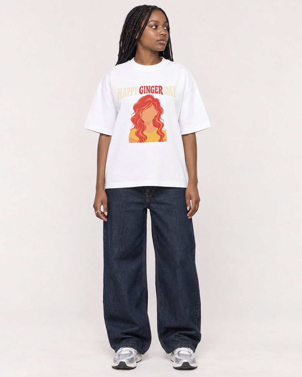 Mockup Boxy Heavyweight Tee White female full-body 04