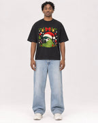 Mockup Boxy Heavyweight Tee Black male full-body 05
