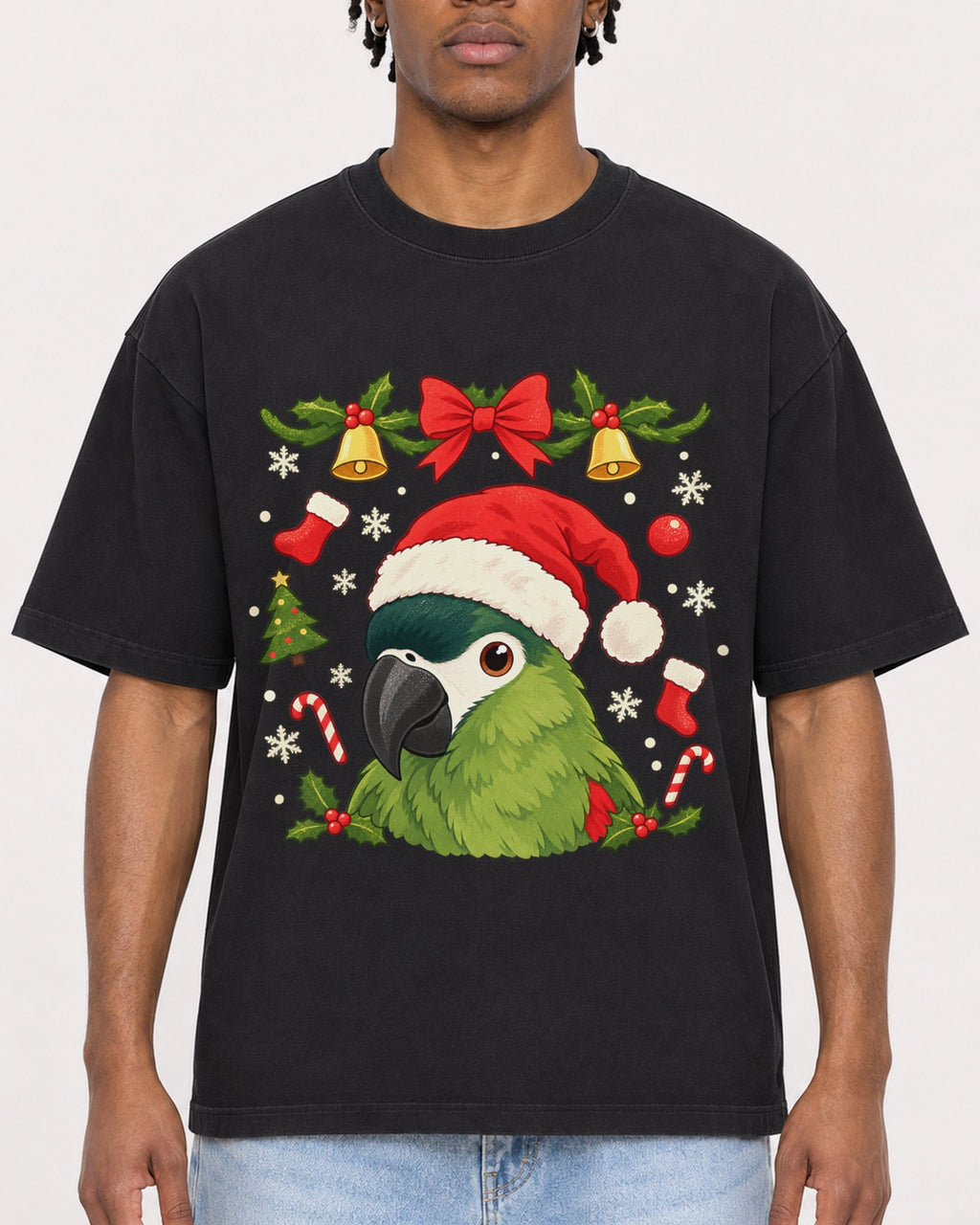 Mockup Boxy Heavyweight Tee Black male close-up 05