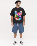 Mockup Boxy Heavyweight Tee Black male full-body 07