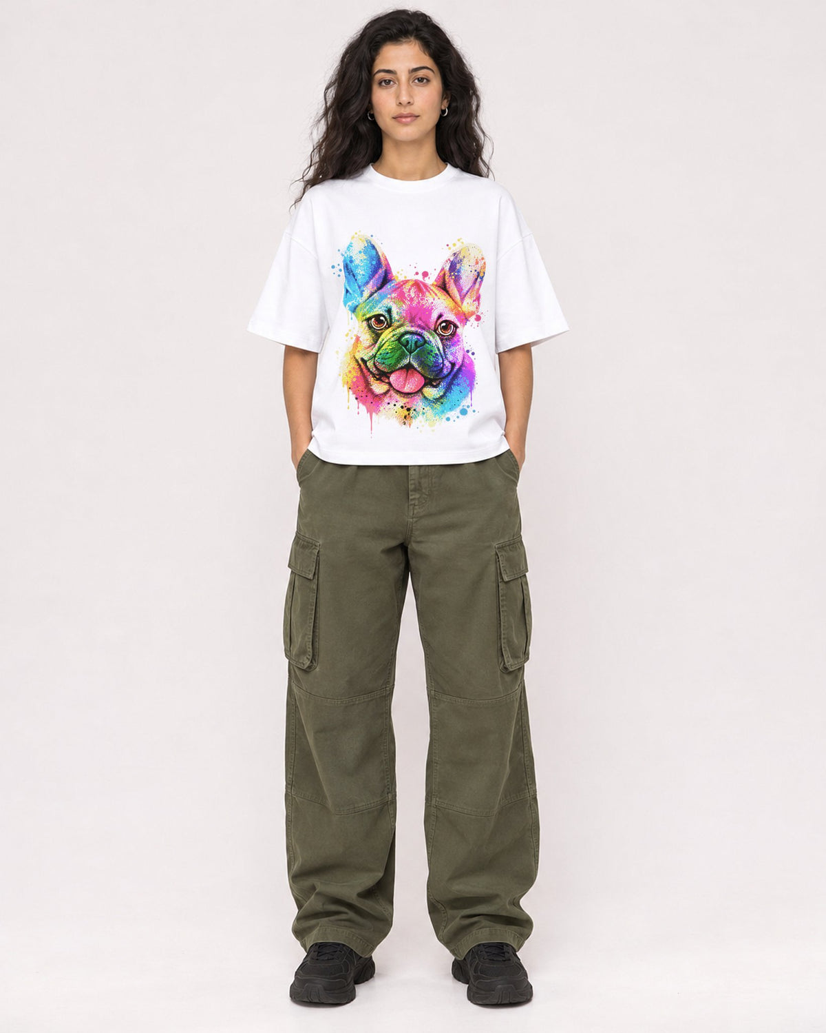 Mockup Boxy Heavyweight Tee White female full-body 07