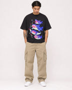 Mockup Boxy Heavyweight Tee Black male full-body 36