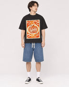Mockup Boxy Heavyweight Tee Black male full-body 03