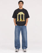 Mockup Boxy Heavyweight Tee Black male full-body 10