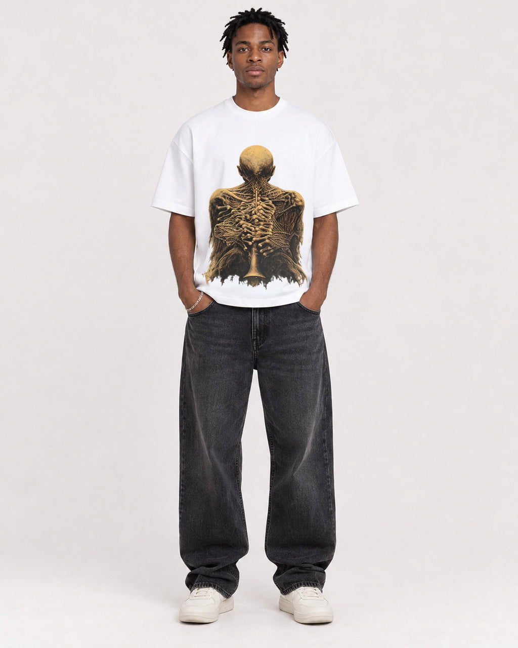 Mockup Boxy Heavyweight Tee White male full-body 05