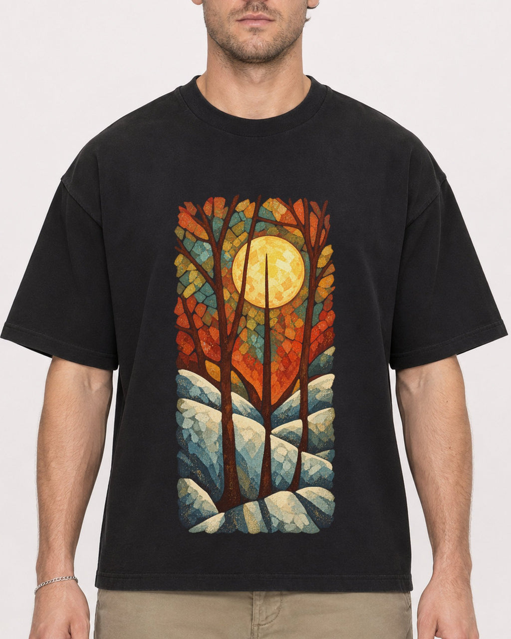 Mockup Boxy Heavyweight Tee Black male close-up 08