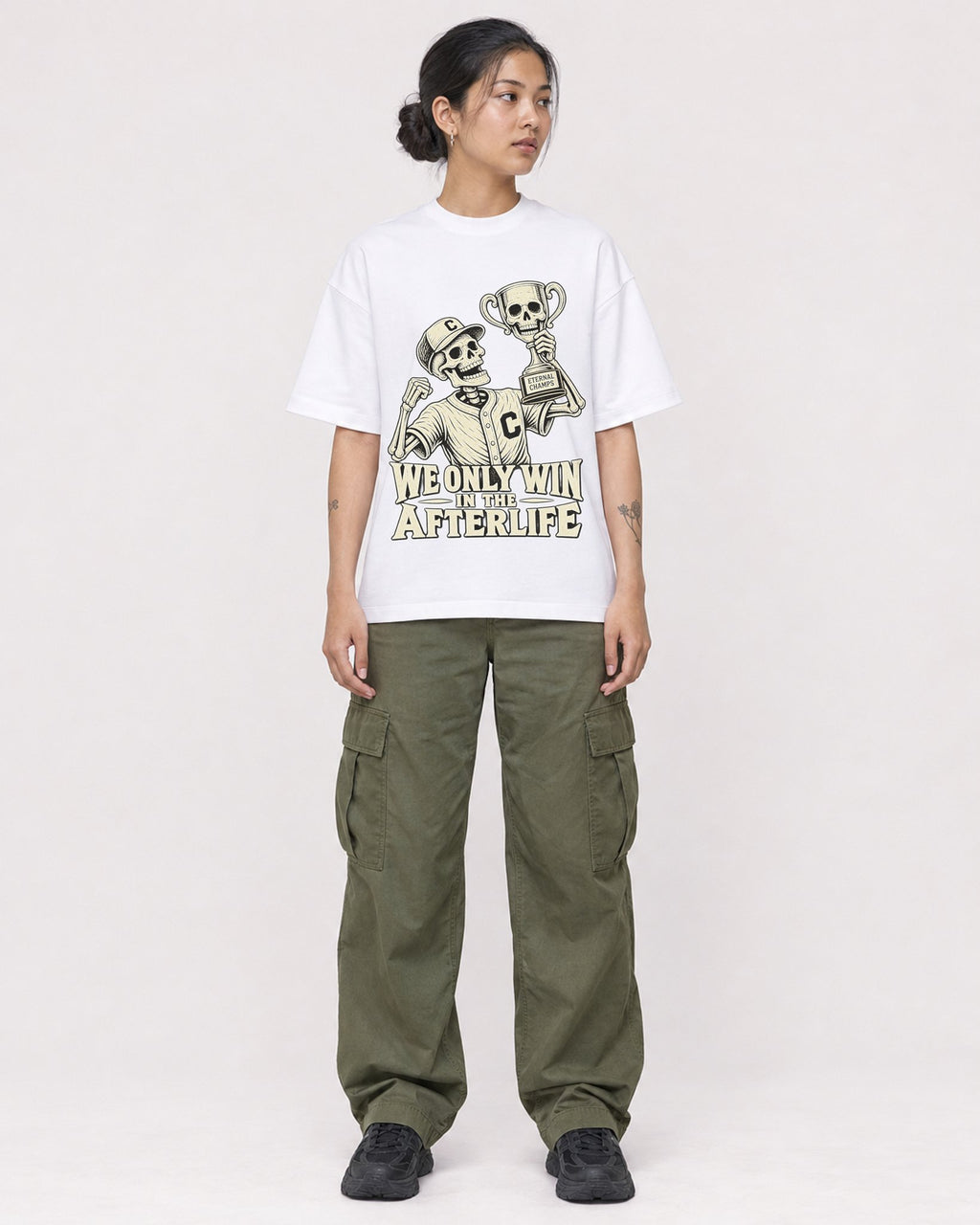 Mockup Boxy Heavyweight Tee White female full-body 12