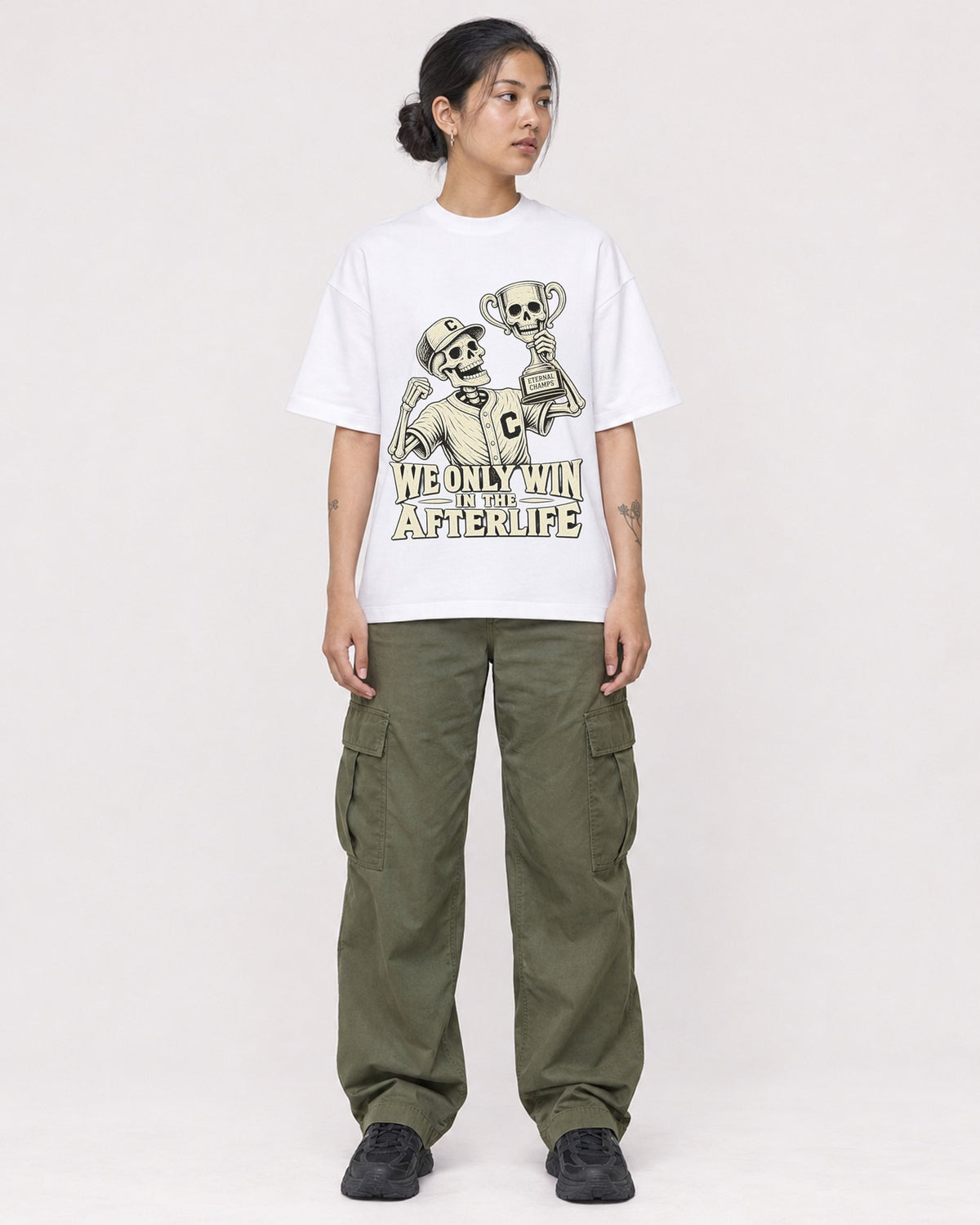 Mockup Boxy Heavyweight Tee White female full-body 12