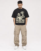 Mockup Boxy Heavyweight Tee Black male full-body 12