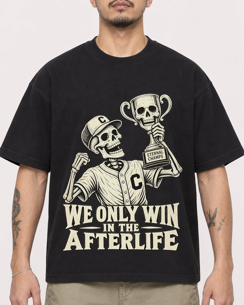 Mockup Boxy Heavyweight Tee Black male close-up 12