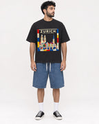 Mockup Boxy Heavyweight Tee Black male full-body 07