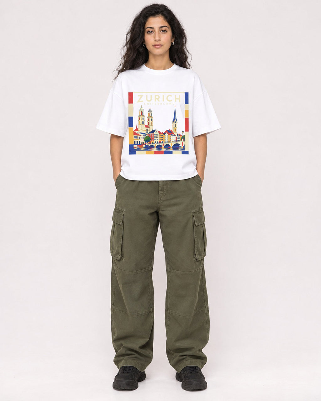 Mockup Boxy Heavyweight Tee White female full-body 07