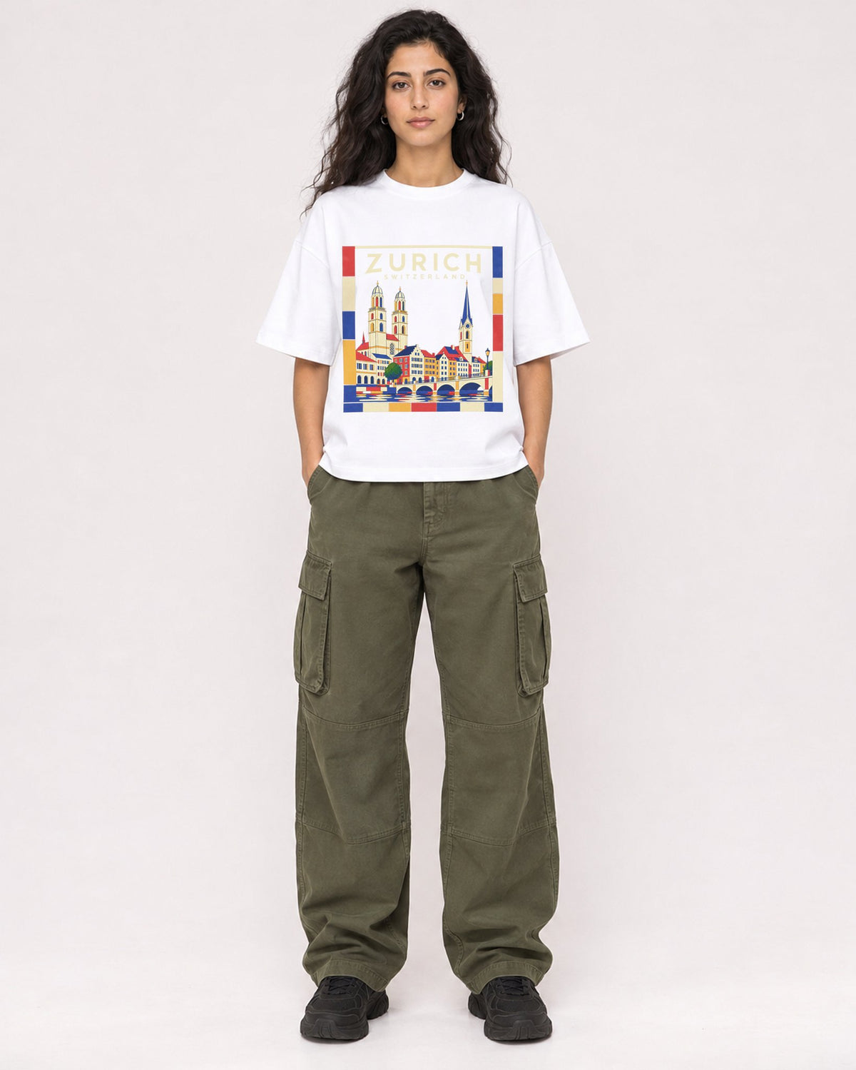 Mockup Boxy Heavyweight Tee White female full-body 07