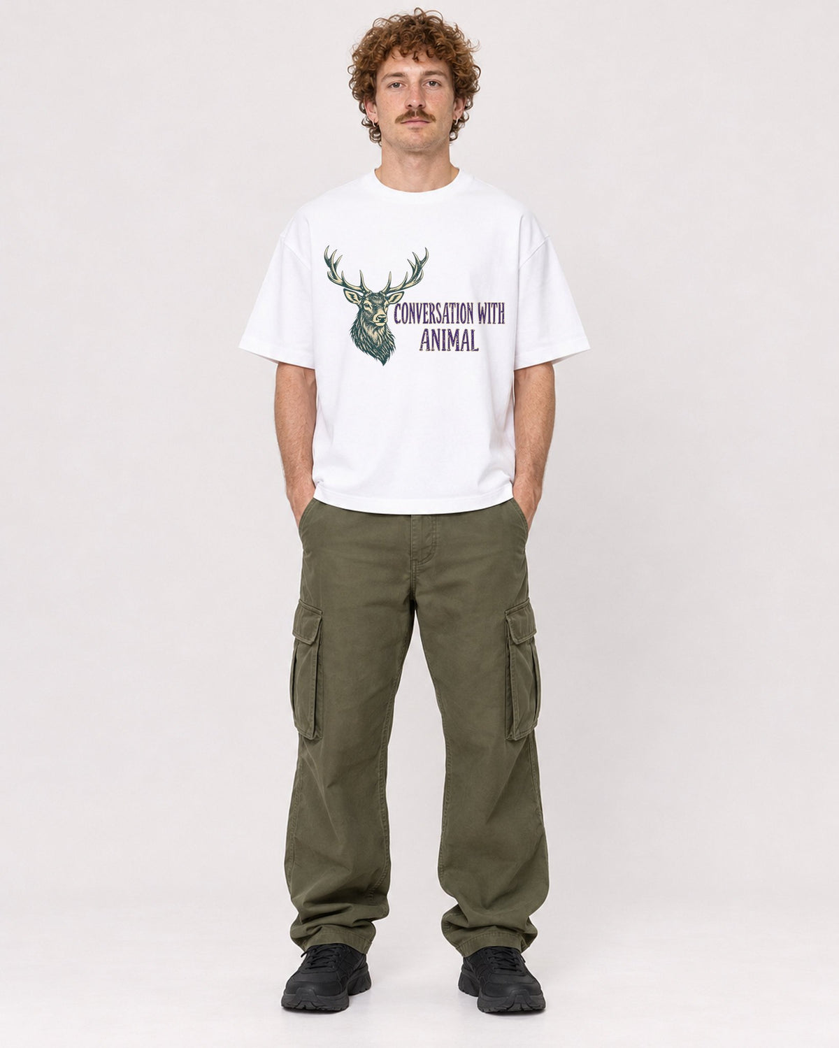 Mockup Boxy Heavyweight Tee White male full-body 09