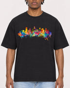 Mockup Boxy Heavyweight Tee Black male close-up 05