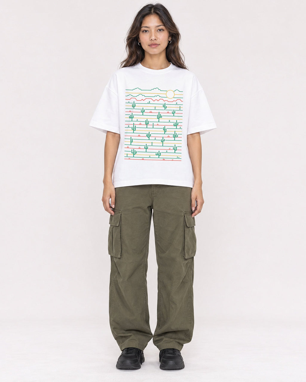 Mockup Boxy Heavyweight Tee White female full-body 02